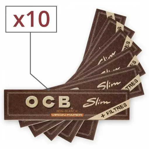 Picture of Rolling Paper Ocb Slim Virgin And Tips x10 - OCB