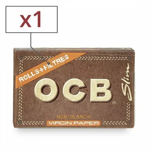 Picture of Rolling paper slim virgin rolls and tips x 1 - OCB