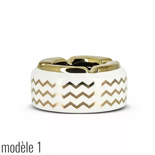 Picture of Black and white golden round ashtray model 1 - Smoking