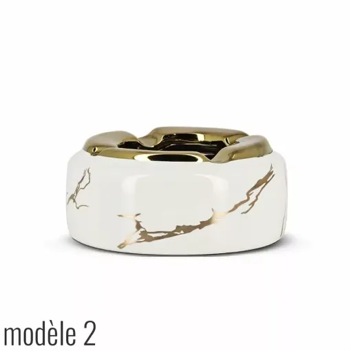 Picture of Black and white golden round ashtray model 2 - Smoking