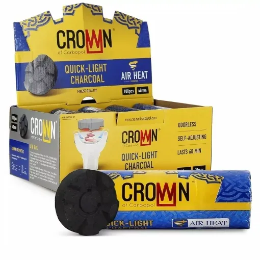 Picture of Carbopol crown hookah charcoal x 10 - Smoking