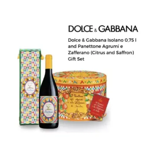 Picture of Dolce & Gabbana Isolano 0,75 I and Panettone Agrumi e Zafferano (Citrus and Saffron) Gift Set