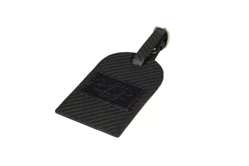 Picture of Carbon Leather Luggage tag - Black - Wiseman Cases