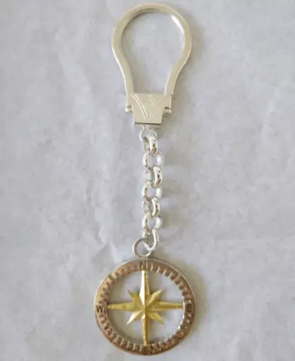 Picture of Silver key ring compass design - Nauticalgifts