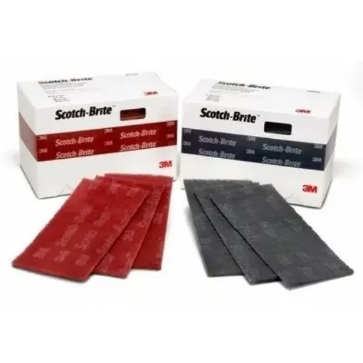 Picture of 3M scotch - brite very fine red flex durable scouring pads - Red - 3M