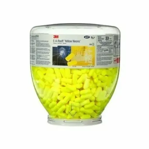 Picture of 3M e - a - rsoft pd - 01 - 002 bottle for dispenser of disposable plugs yellow neon 36 db - Yellow - 3M