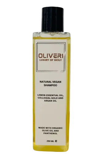 Picture of Natural Vegan Shampoo - Colloidal Gold & Argan Oil & Lemon Essential Oil - 250ml - Box of 10 - Oliveri Luxury of Sicily