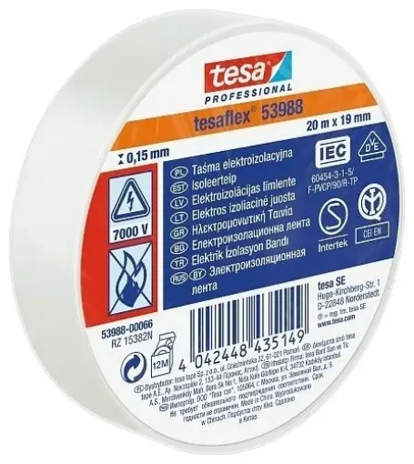 Picture of Electrical tape - White - 15mmx10m - Tesa