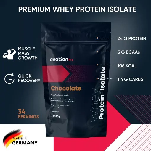 Picture of Whey Protein Isolate Chocolate flavor 1020g Evotion Pro