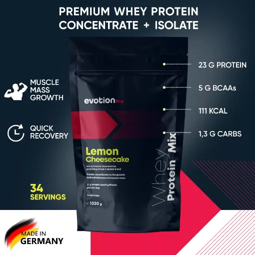 Picture of Whey Protein Mix (Concentrate & Isolate) Lemon Cheesecake flavor 1020 g Evotion Pro