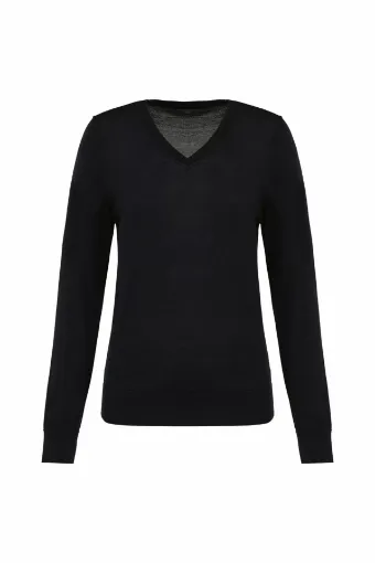 Picture of Ladies V-neck 100% sweater - Black - L - Kariban