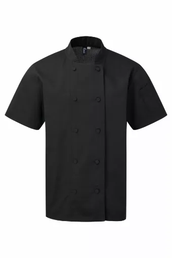 Picture of Short sleeve chef jacket - Black - L - Premier