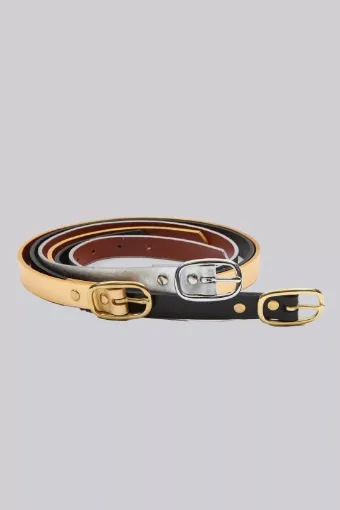 Picture of Ladies Skinny Metallic Leather Belt