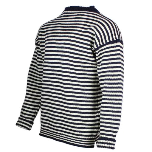 Picture of Le Tricoteur Guernsey Sweater - Aran/Navy Stripe - 38 - Le Tricoteur