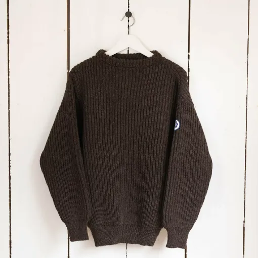 Picture of Arthur Beale Erebus Boat Neck Pullover - Black Welsh Mountain (Brown) - L - Arthur Beale