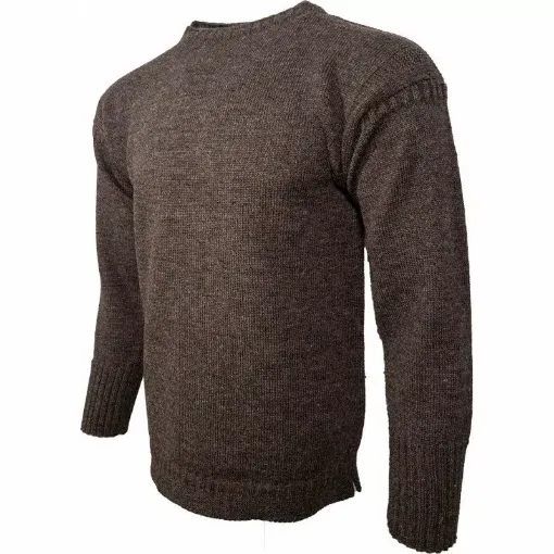 Picture of Burhou - Guernsey Sweater - Channel Jumper - Dark Grey/Natural - 40 - Channel Jumper