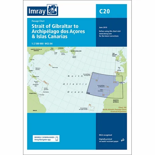 Picture of Imray Chart C20 Strait of Gibraltar to Arquipelago dos Açores and Islas Canaries Scale 1: 2 500 000 WGS 84