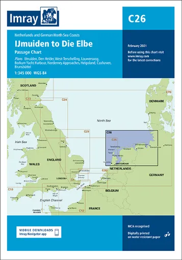 Picture of Imray Chart C26 IJmuiden to Die Elbe Scale 1:345 000 WGS84