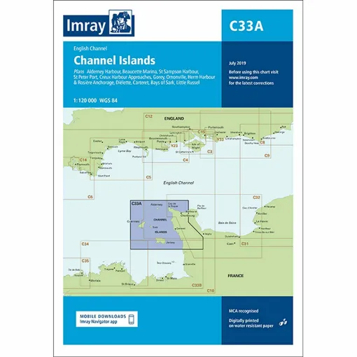 Picture of Imray Chart C33A Channel Islands (North) Scale 1:120 000 WGS84