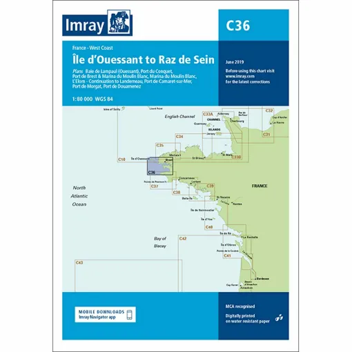 Picture of Imray Chart C36 Île d’Ouessant to Raz de Seine Scale 1:80 000 WGS84