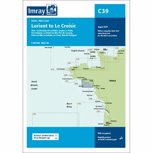 Picture of Imray Chart C39 Lorient to Le Croisic Scale 1:80 000 WGS84