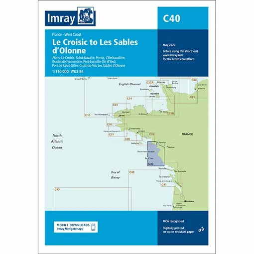 Picture of Imray Chart C40 Le Croisic to Les Sables d’Olonne Scale 1:110 000 WGS84