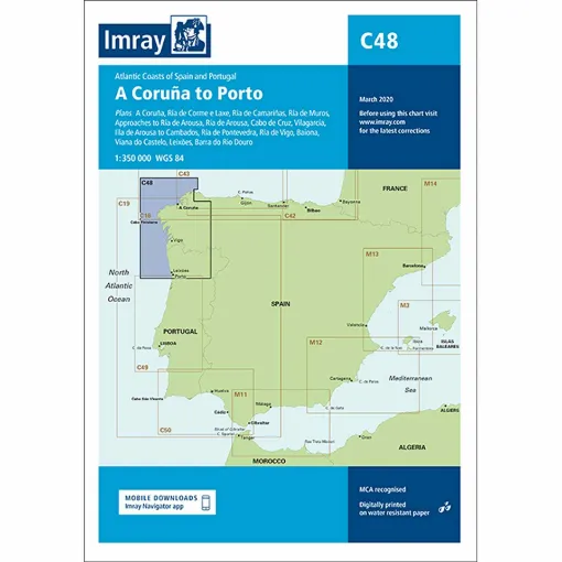 Picture of Imray Chart C48 A Coruña to Porto Scale 1: 350 000 WGS84