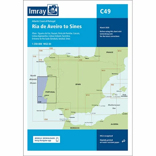 Picture of Imray Chart C49 Ria de Aveiro to Sines Scale 1:350 000 WGS84