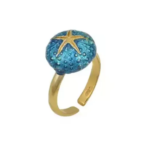 Picture of Silver ring sea urchin gold plated - Nauticalgifts