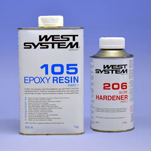 Picture of Slow epoxy kit 105/206A - 1.2kg - For longer curing times - Low viscosity - West System