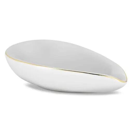 Picture of Chacom Ashtray In White And Gold Ceramic - Chacom