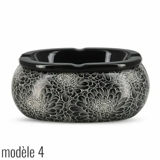 Picture of Xxl Oval Ashtray Ceramic Black And White Floral Model 4 - Smoking