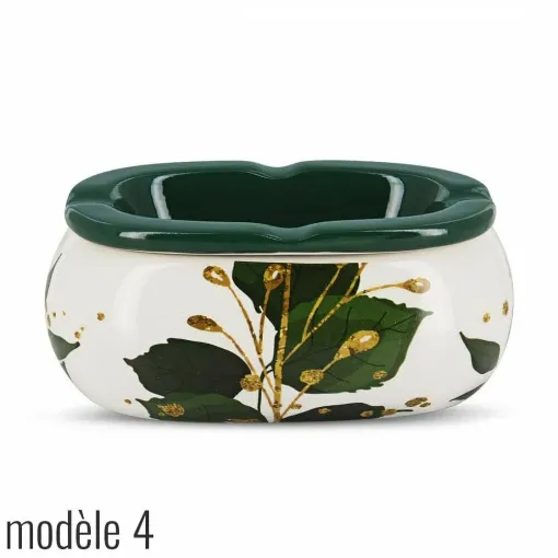 Picture of Oval Ceramic Ashtray White And Green Végétal Model 4 - Smoking