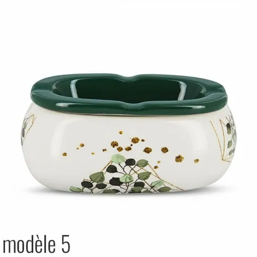 Picture of Oval Ceramic Ashtray White And Green Végétal Model 5 - Smoking