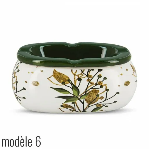 Picture of Oval Ceramic Ashtray White And Green Végétal Model 6 - Smoking