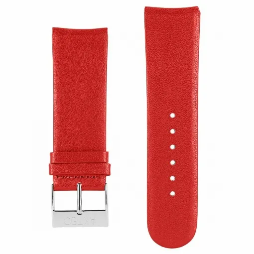 Picture of Akteo Flat Leather Watch Strap Silver Buckle 25 Red - Akteo