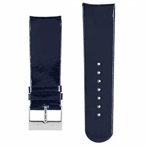 Picture of Akteo Flat Leather Watch Strap Silver Buckle 25 Dark Blue Varnis - Akteo