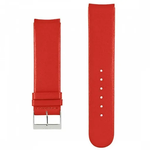 Picture of Akteo Flat Leather Watch Strap Silver Buckle 20 Red - Akteo