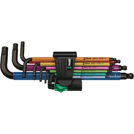 Picture of Blacklaser Hex-plus multicolour metric male elbow wrench set - Wera