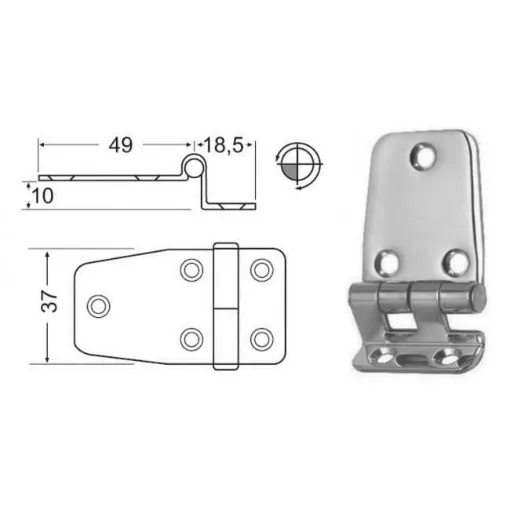 Picture of Offset hinge Polished stainless steel 67.5x37mm - OEM