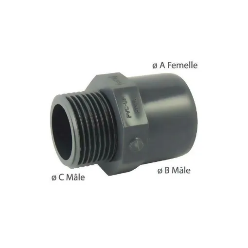 Picture of PVC glue-on adapter f/m 40x50mm screw-on m 1'1/4 - OEM