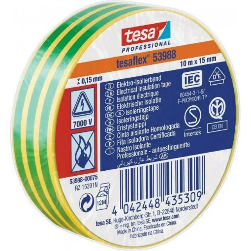 Picture of Adhesive electrician yellow/green 19mm Lg20m - Tesa