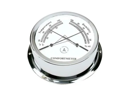 Picture of 95mm thermo-hygrometer - Chromated brass - Easy fix system  - Autonautic Instrumental