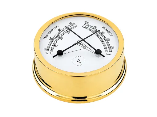 Picture of 95mm thermo-hygrometer - Gold brass - Easy fix system - Autonautic Instrumental