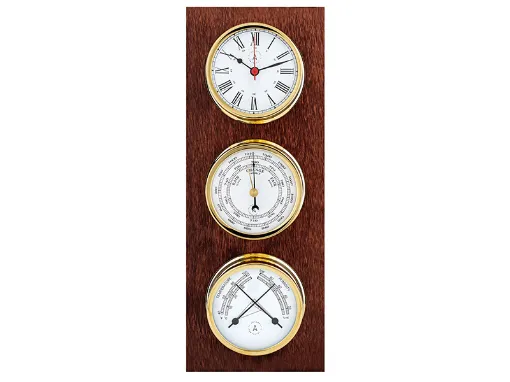 Picture of Weather station clock+baro+thermohygro -95mm -Gold brass cases - Autonautic Instrumental