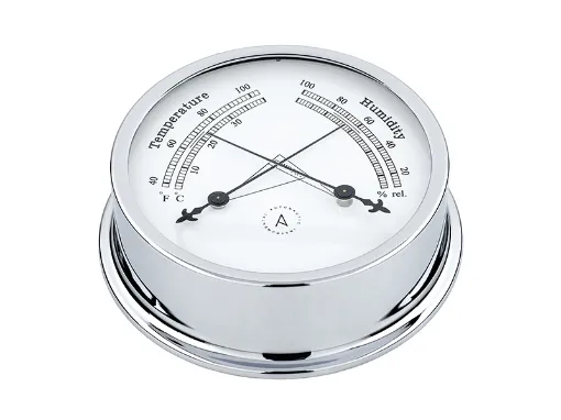 Picture of 120mm thermo-hygrometer - Chromated brass - Easy fix system - Autonautic Instrumental