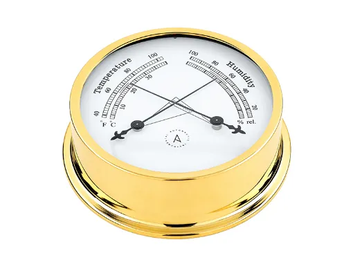 Picture of 120mm thermo-hygrometer - Gold brass - Easy fix system - Autonautic Instrumental