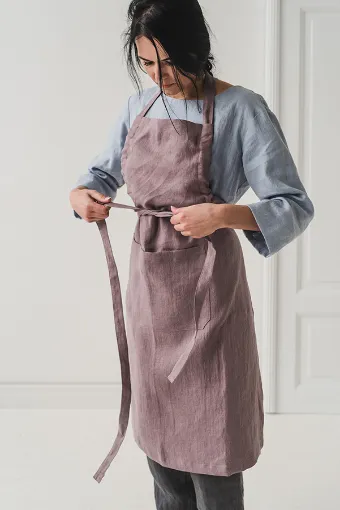 Picture of One size,Bib Linen Apron, plain color