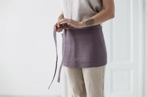 Picture of One size, Linen Mini Cafe Apron, plain color