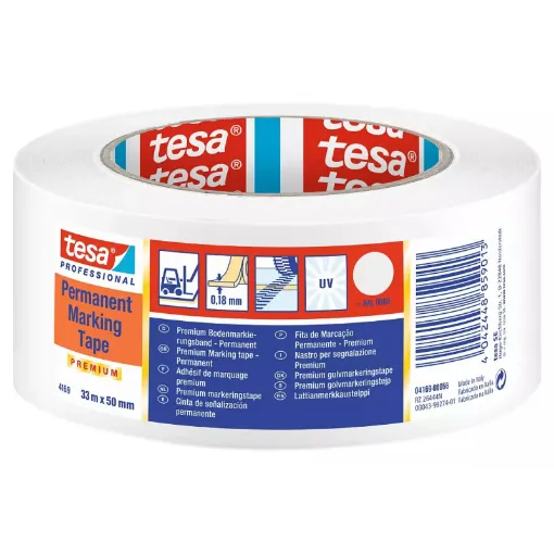 Picture of White permanent marking tape 50mm Length 33m PVC - Tesa